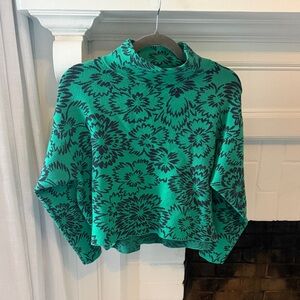 Floral Patterned Cowl Neck Sweater